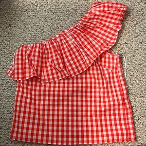 One shoulder ruffle jcrew blouse NWB NWT